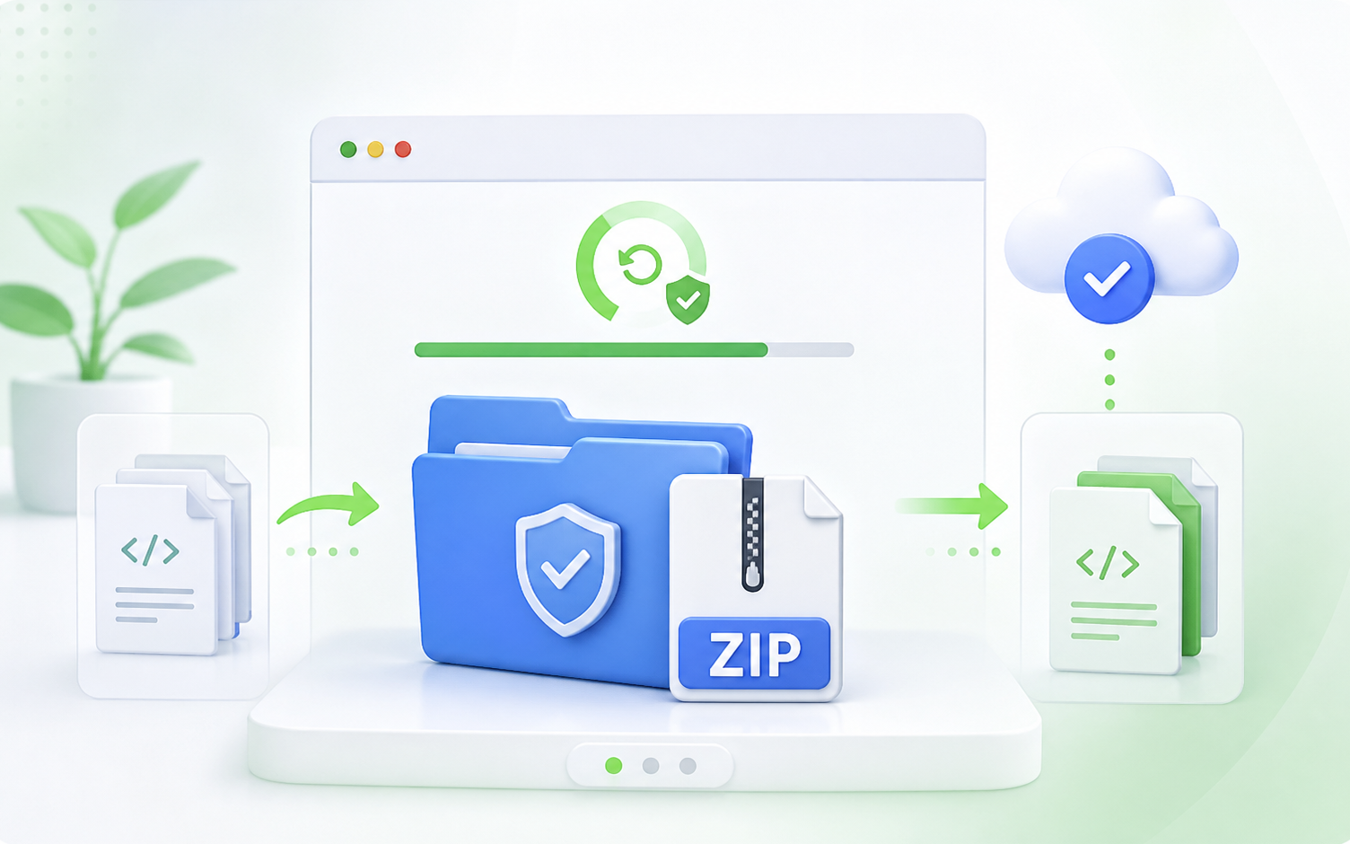 ZIP backup archive created before syncing files.